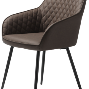 Spisebordsstol med armlæn Nordique Design Milton - brun/sort PU vintage kunstlæder, sorte metalben, H84ÃB58 cm